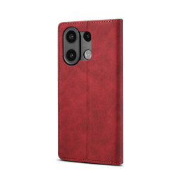 Lenuo Leather flipové pouzdro pro Xiaomi Redmi Note 13, červená 