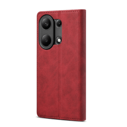 Lenuo Leather flipové pouzdro pro Xiaomi Redmi Note 13 Pro, červená 