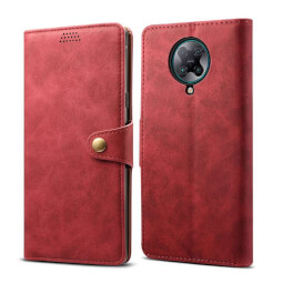 Pouzdro flipové Lenuo Leather pro Xiaomi Poco F2 Pro, červená 